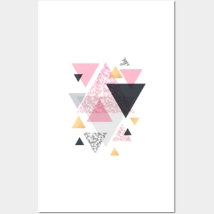 Multi Triangle - Rose Gold and Marble Posters and Art